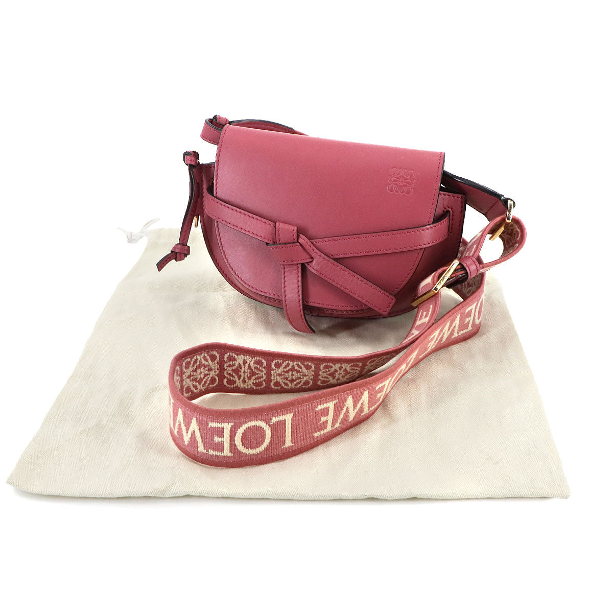 Mini Gate Dual Shoulder Bag Leather Pink Purse