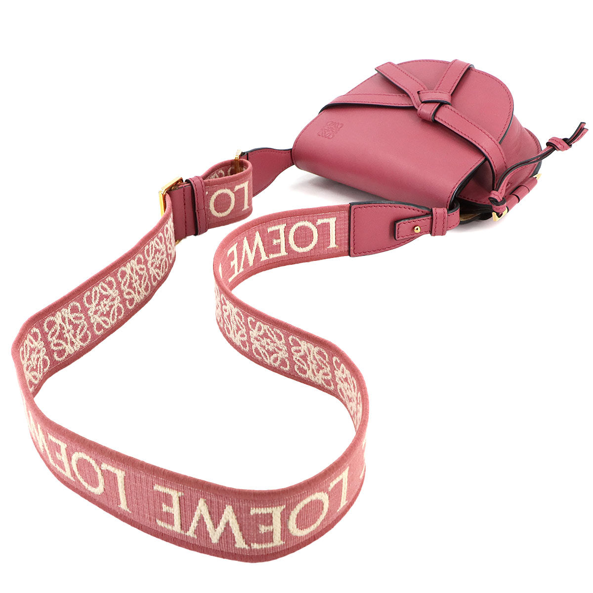 Mini Gate Dual Shoulder Bag Leather Pink Purse