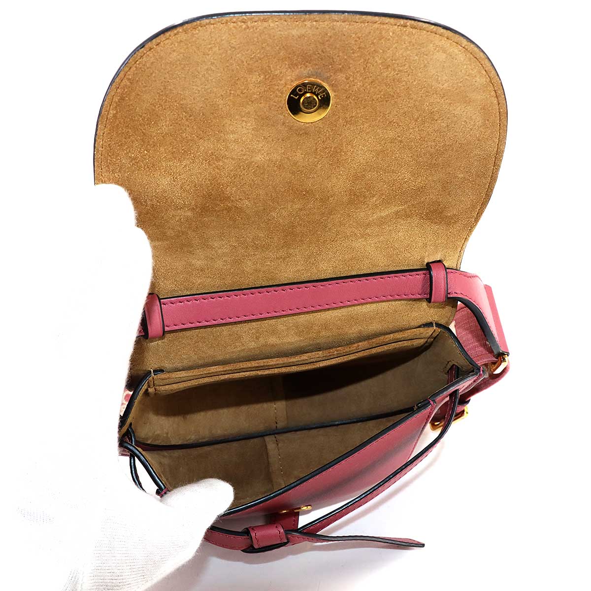 Mini Gate Dual Shoulder Bag Leather Pink Purse