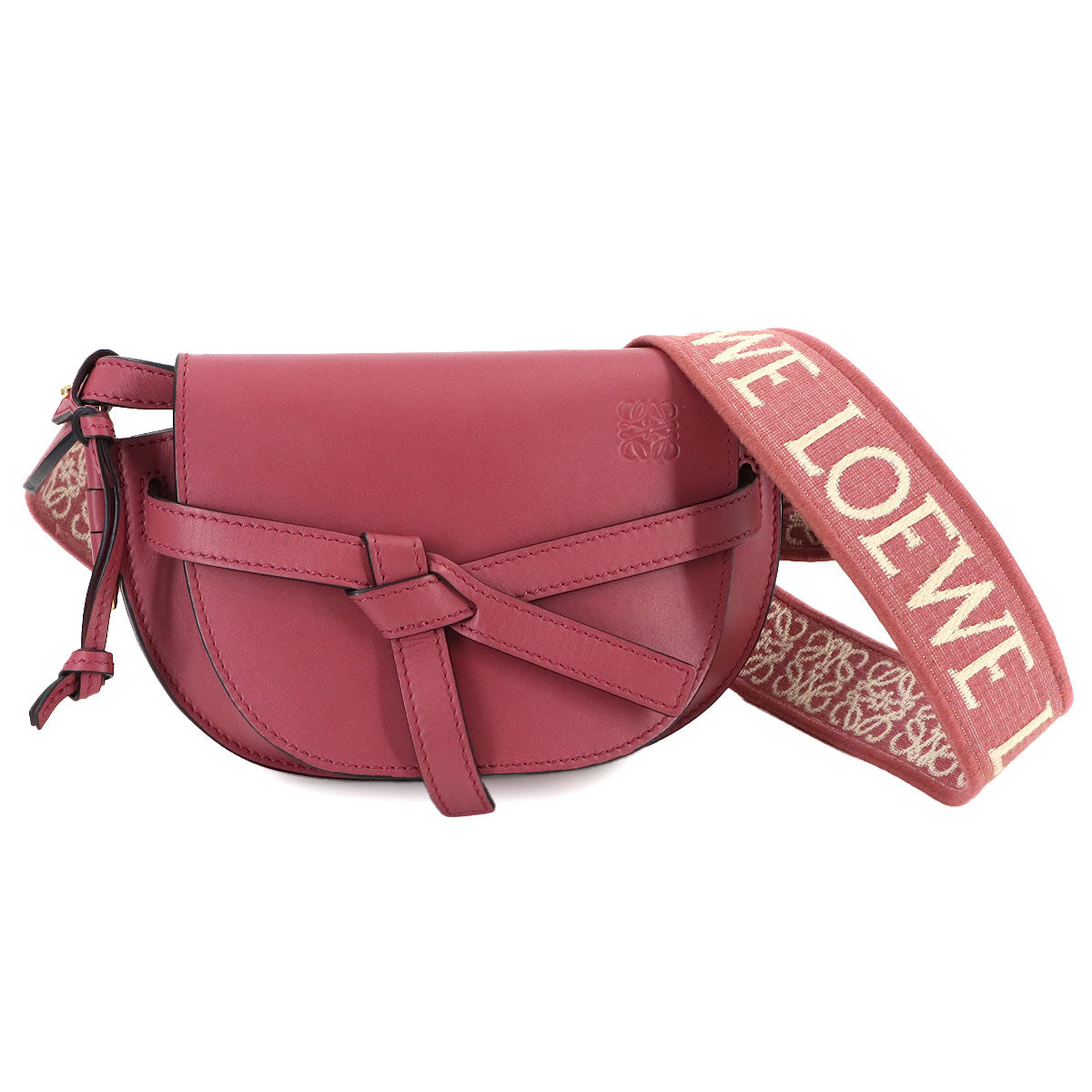 Mini Gate Dual Shoulder Bag Leather Pink Purse