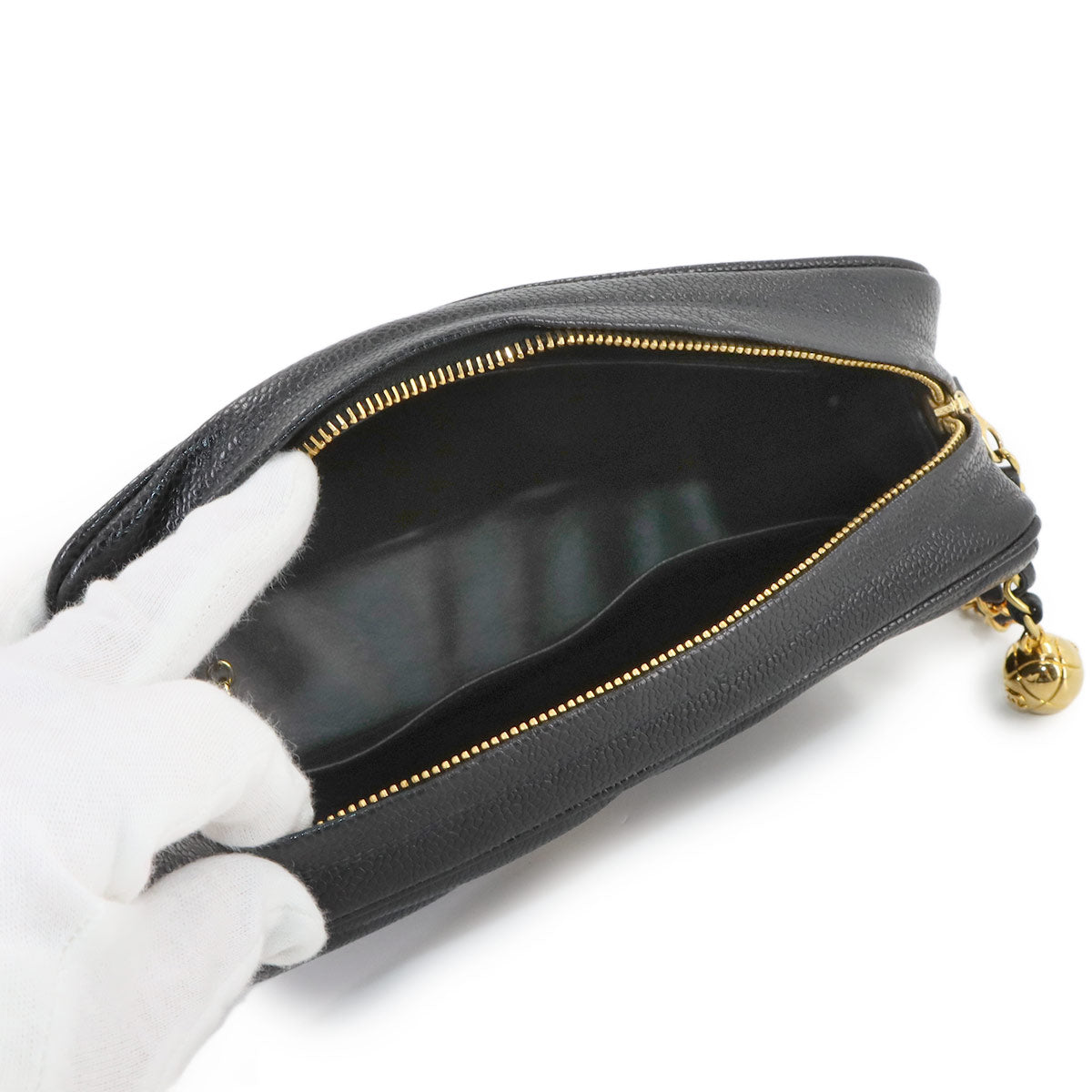 Chain Shoulder Bag Leather Black Vintage