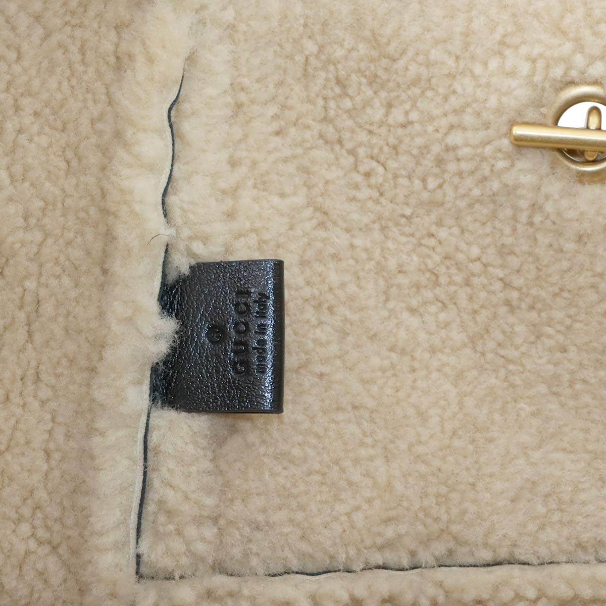 GG Marmont Chain Tote Bag Leather Shearling Black 735203 Purse