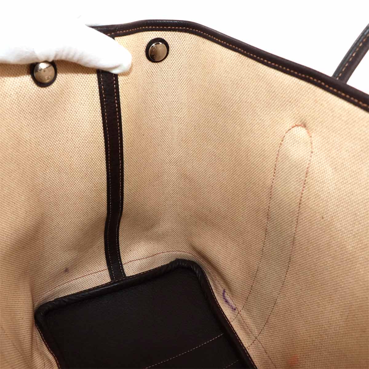 Garden Party PM Tote Bag Toile H Natural Marron Purse