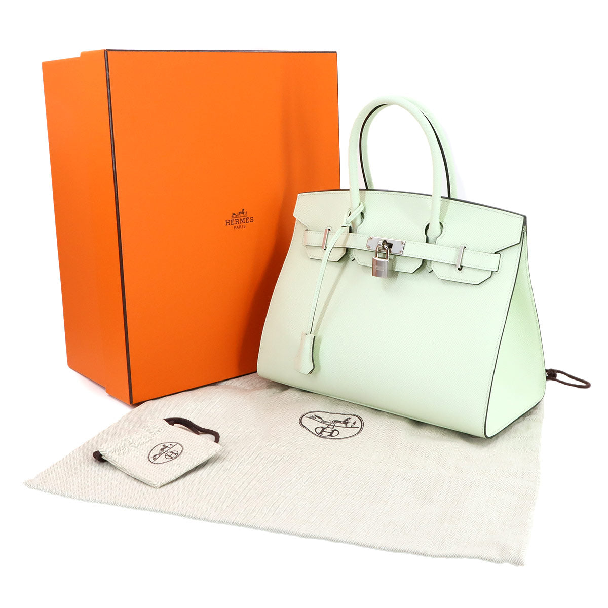 Birkin 30 Veau Epsom Vert Fizz Hand Bag Purse