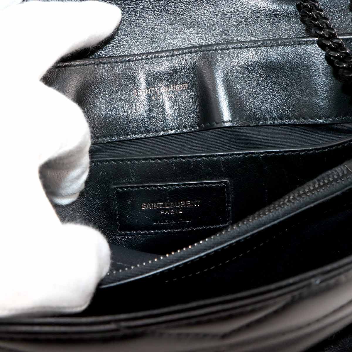 Loulou Small Chain Shoulder Bag Leather BLack 494699