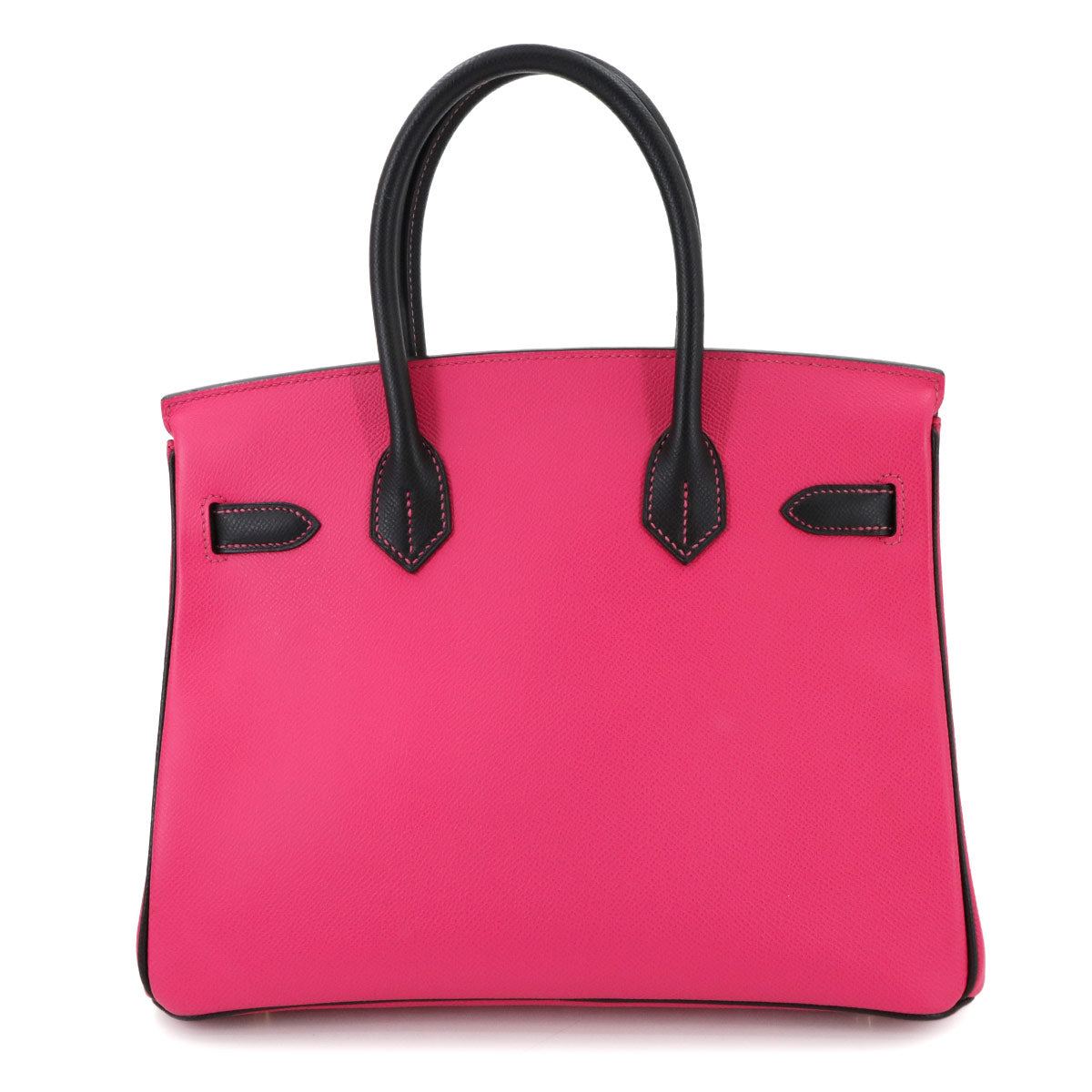 Birkin 30 Hand Bag Epsom Rose Tyrien Black Purse Pink