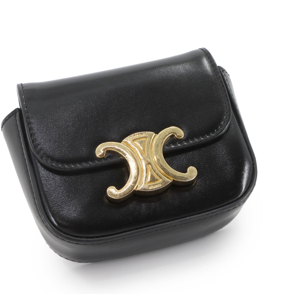 Triomphe Claude Mini Shoulder Bag Leather Black 10I513DPV