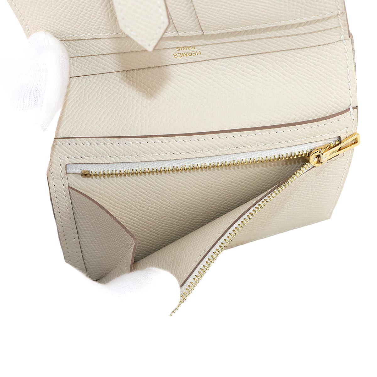 Bearn Compact Wallet Veau Epsom Leather Craie Purse