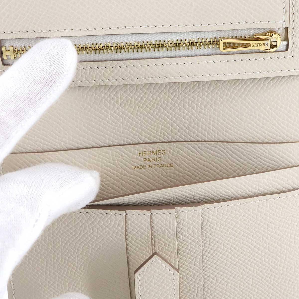 Bearn Compact Wallet Veau Epsom Leather Craie Purse