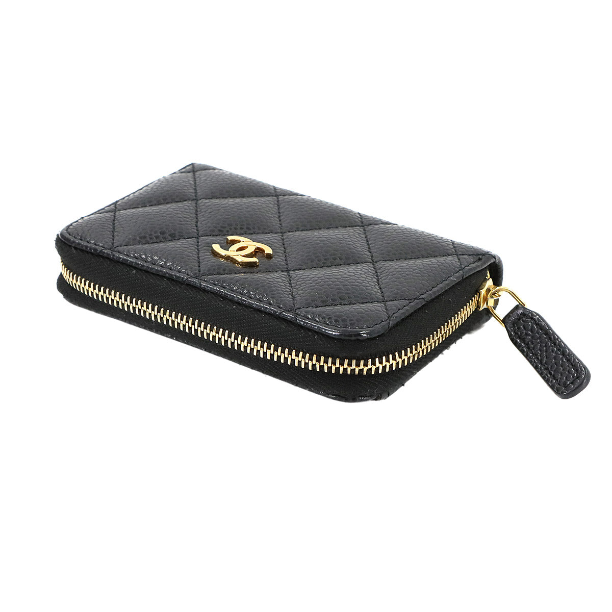 Matelasse Coin Case Purse Leather Black AP0216