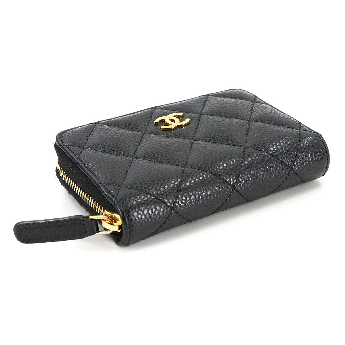 Matelasse Coin Case Purse Leather Black AP0216