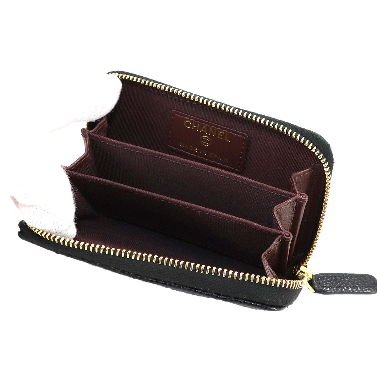 Matelasse Coin Case Purse Leather Black AP0216
