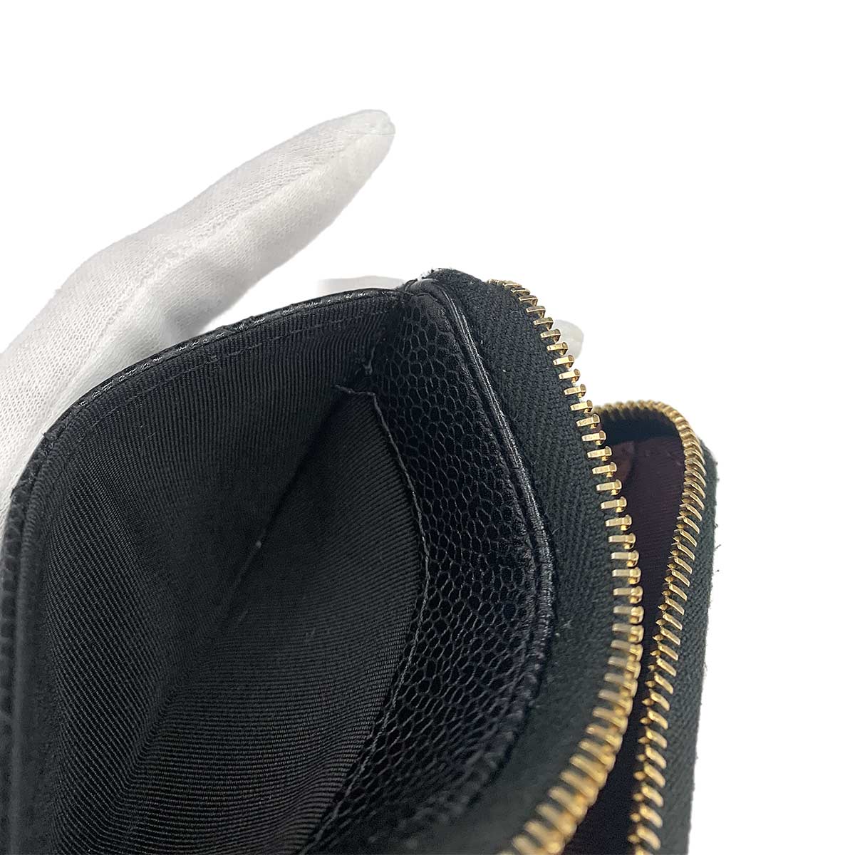 Matelasse Coin Case Purse Leather Black AP0216