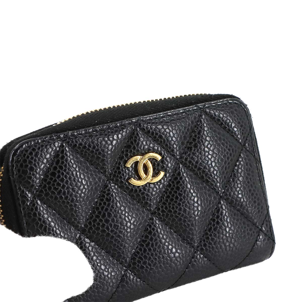 Matelasse Coin Case Purse Leather Black AP0216