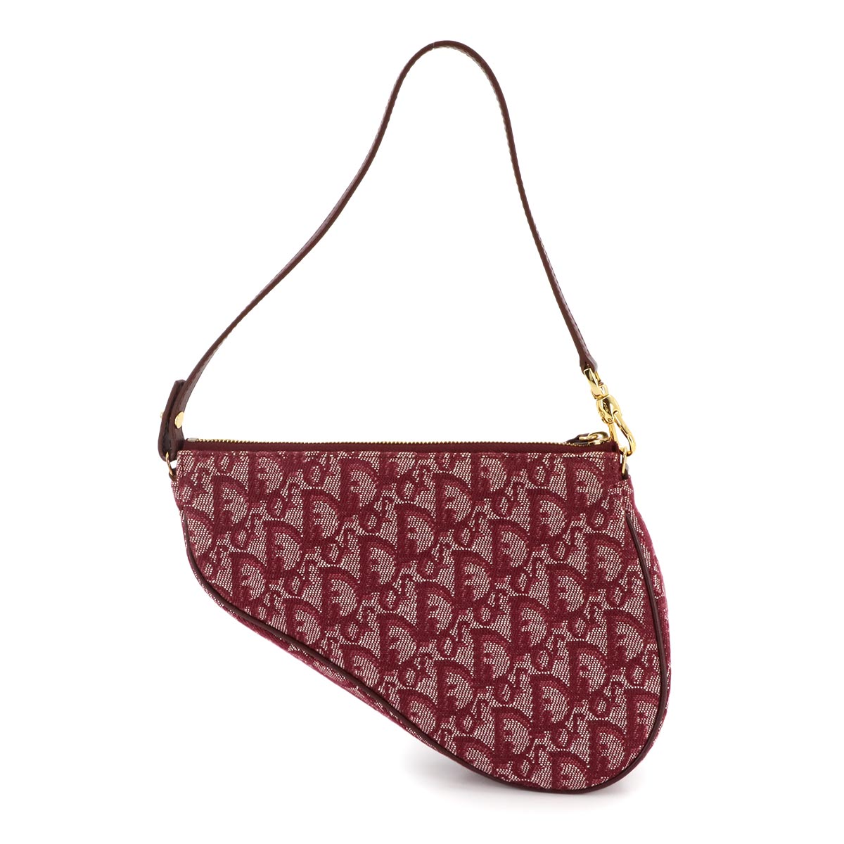Trotter Saddle Shoulder Bag Canvas Leather Bordeaux