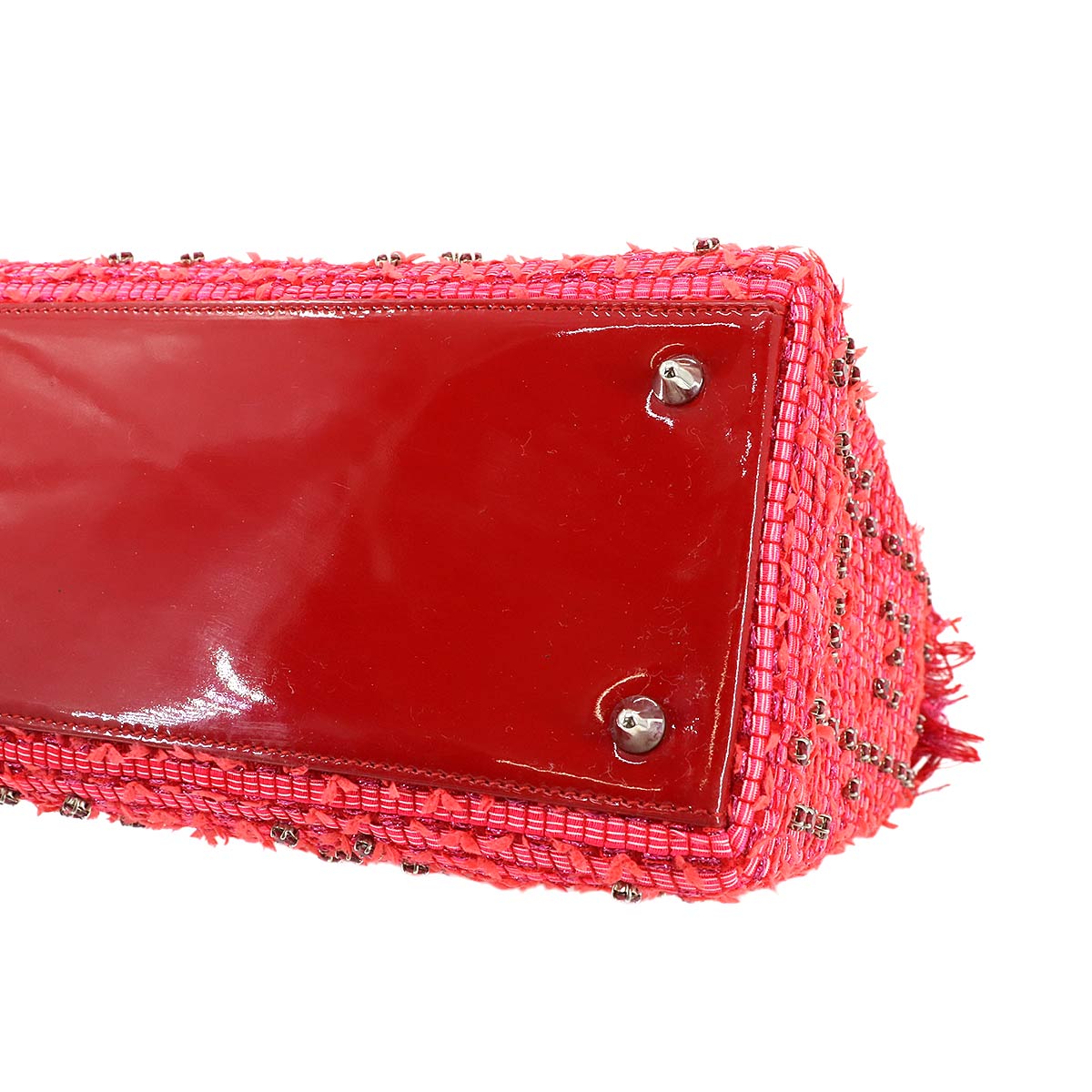 Lady Dior Medium Hand Shoulder Bag Enamel Tweed Red