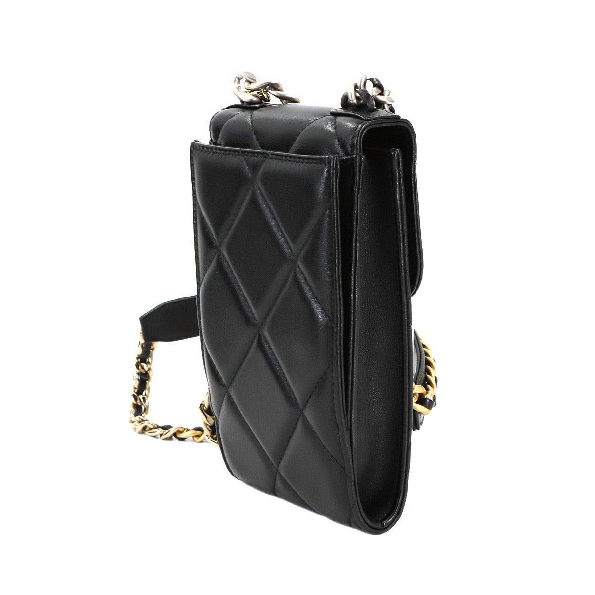 19 Mobile Phone Case Chain Shoulder Bag Leather Black AP1773