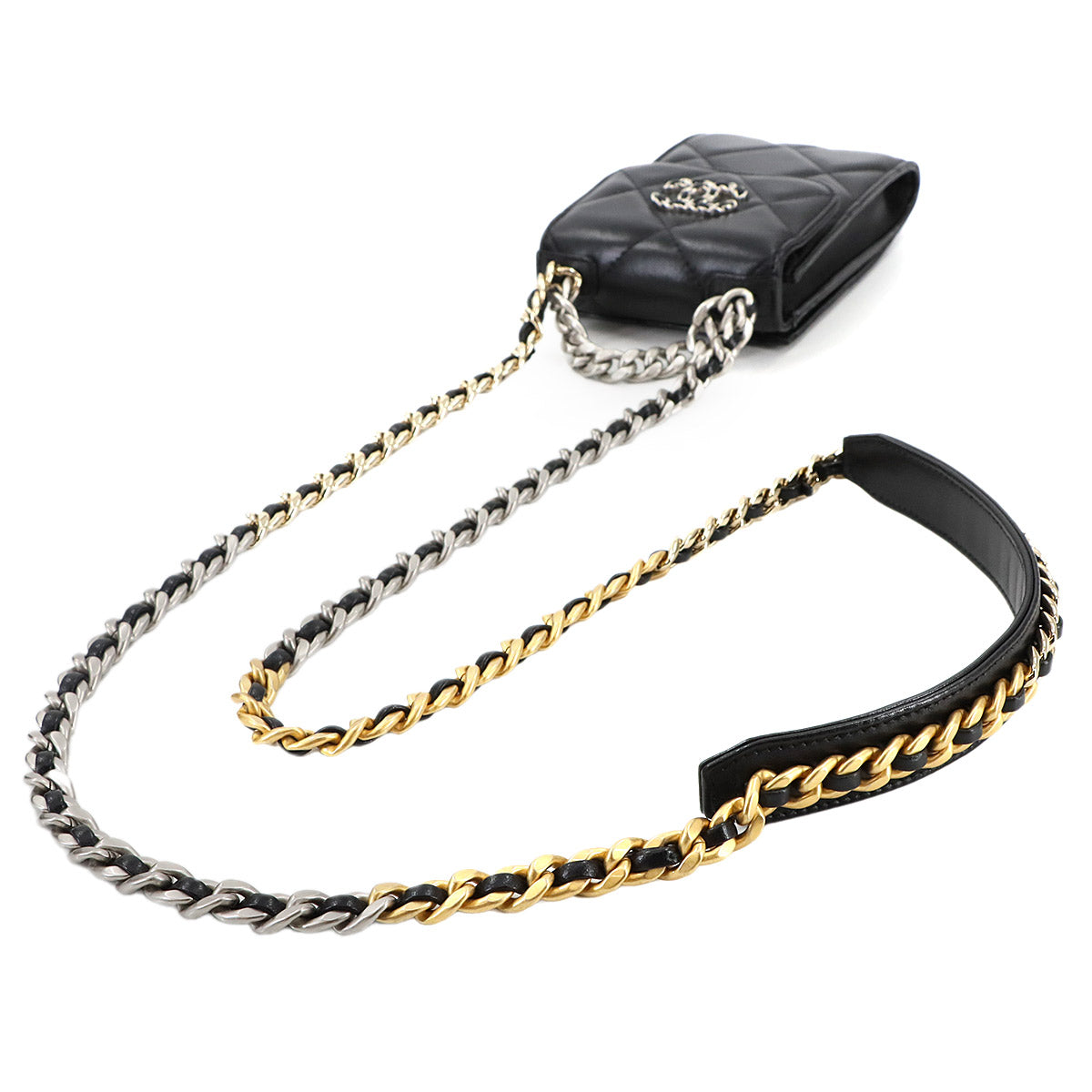 19 Mobile Phone Case Chain Shoulder Bag Leather Black AP1773
