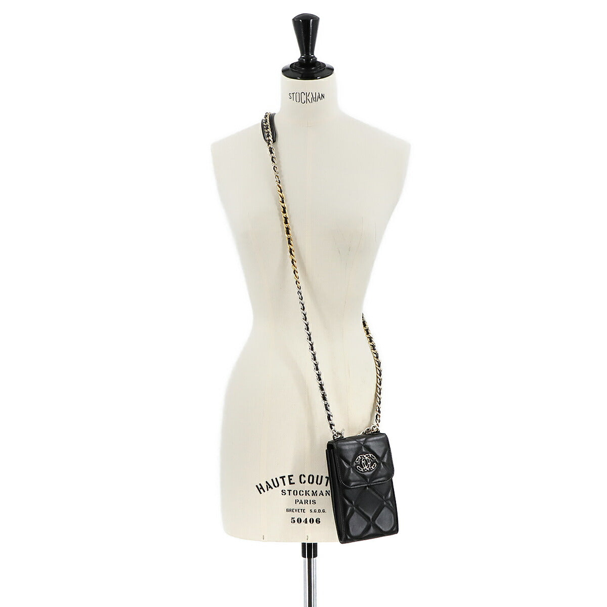 19 Mobile Phone Case Chain Shoulder Bag Leather Black AP1773