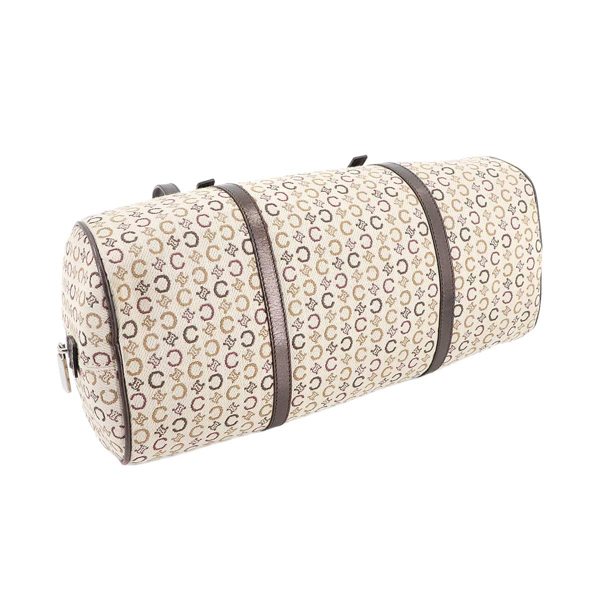 C Macadam Mini Boston Hand Bag Canvas Leather Beige Brown Purse