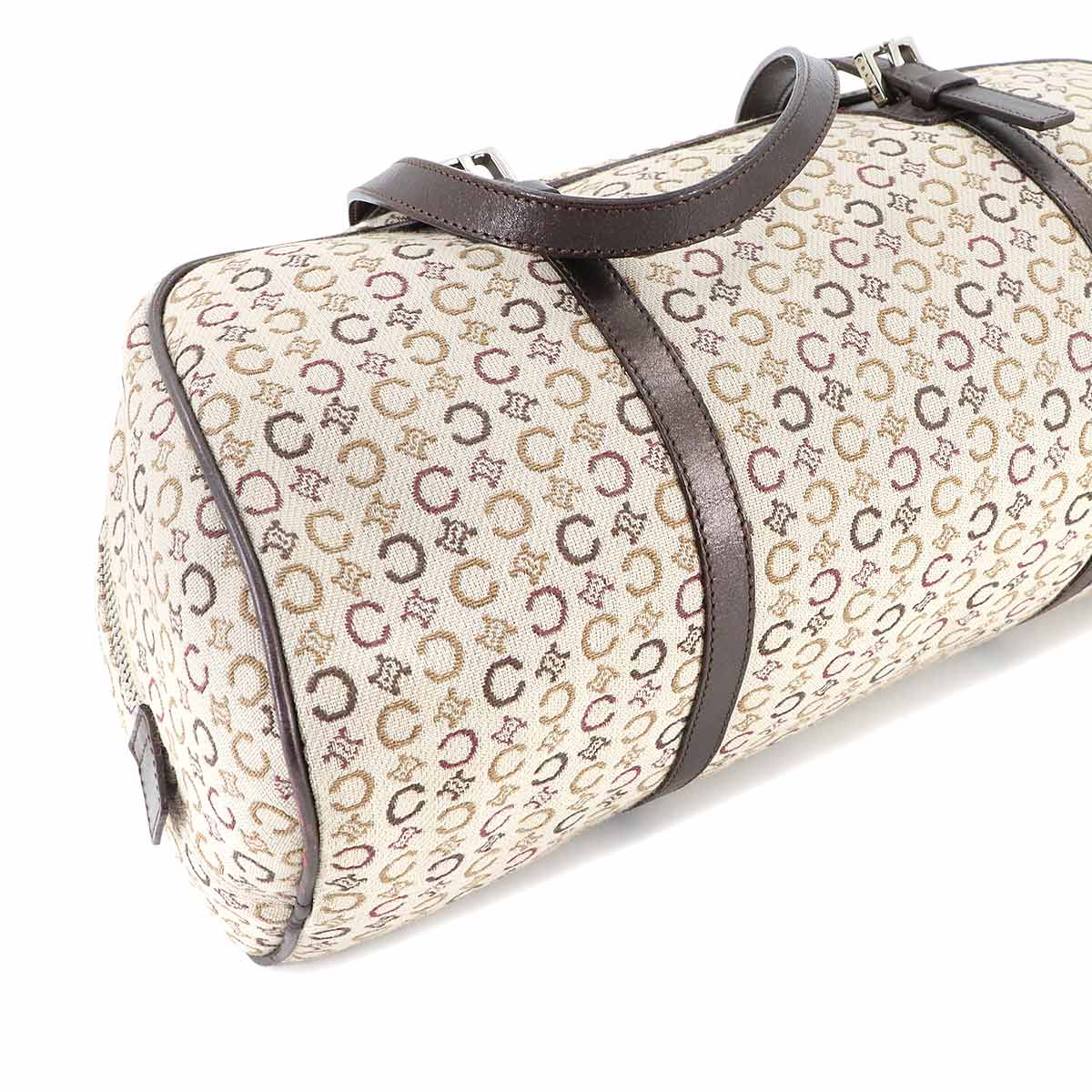 C Macadam Mini Boston Hand Bag Canvas Leather Beige Brown Purse