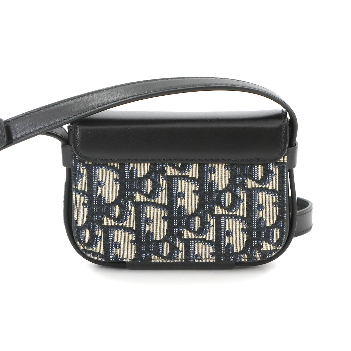 Oblique Dior Lock Shoulder Bag Canvas Leather Navy