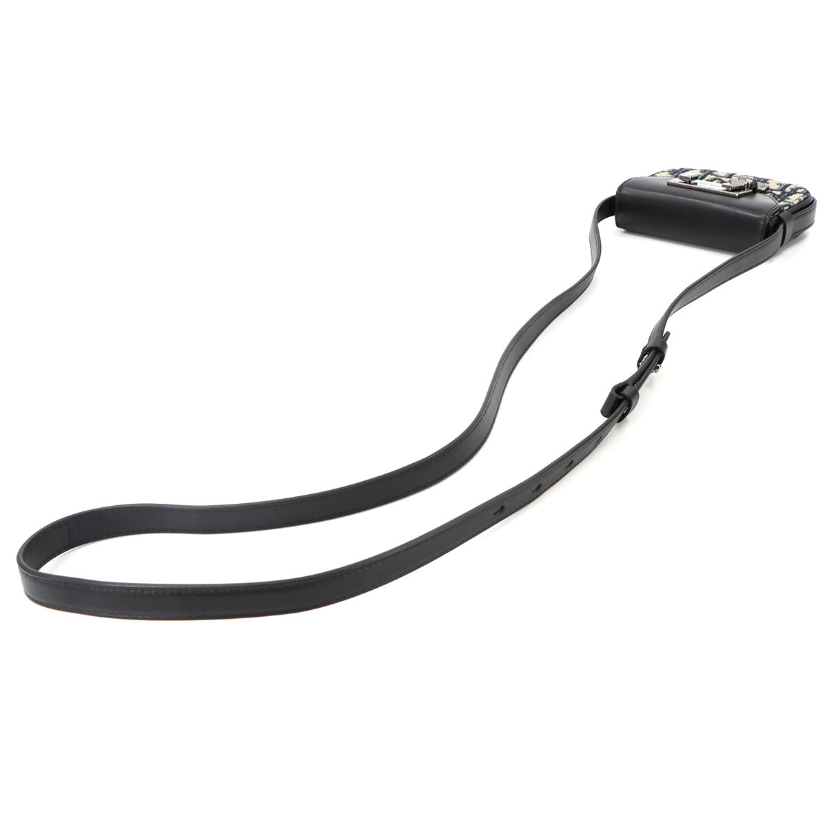 Oblique Dior Lock Shoulder Bag Canvas Leather Navy