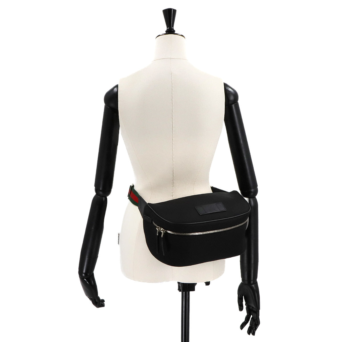 Web Stripe Belt Bag Nylon canvas Leather Black 630920