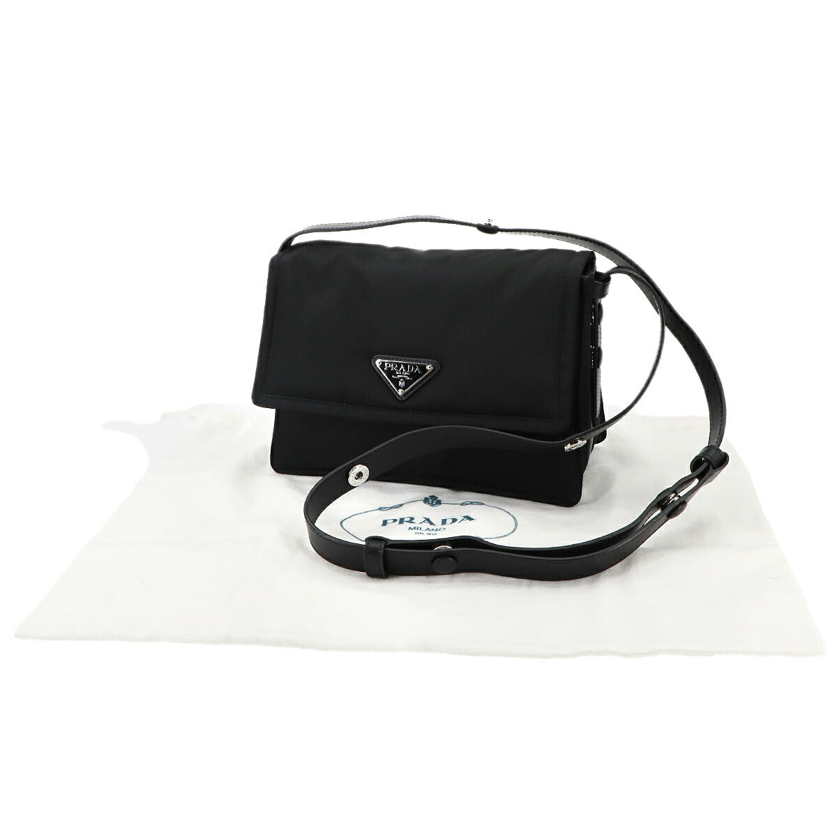 Traveller Small Padded Shoulder Bag Nylon Leather Black 1BD313