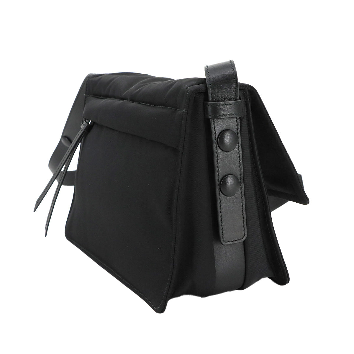 Traveller Small Padded Shoulder Bag Nylon Leather Black 1BD313