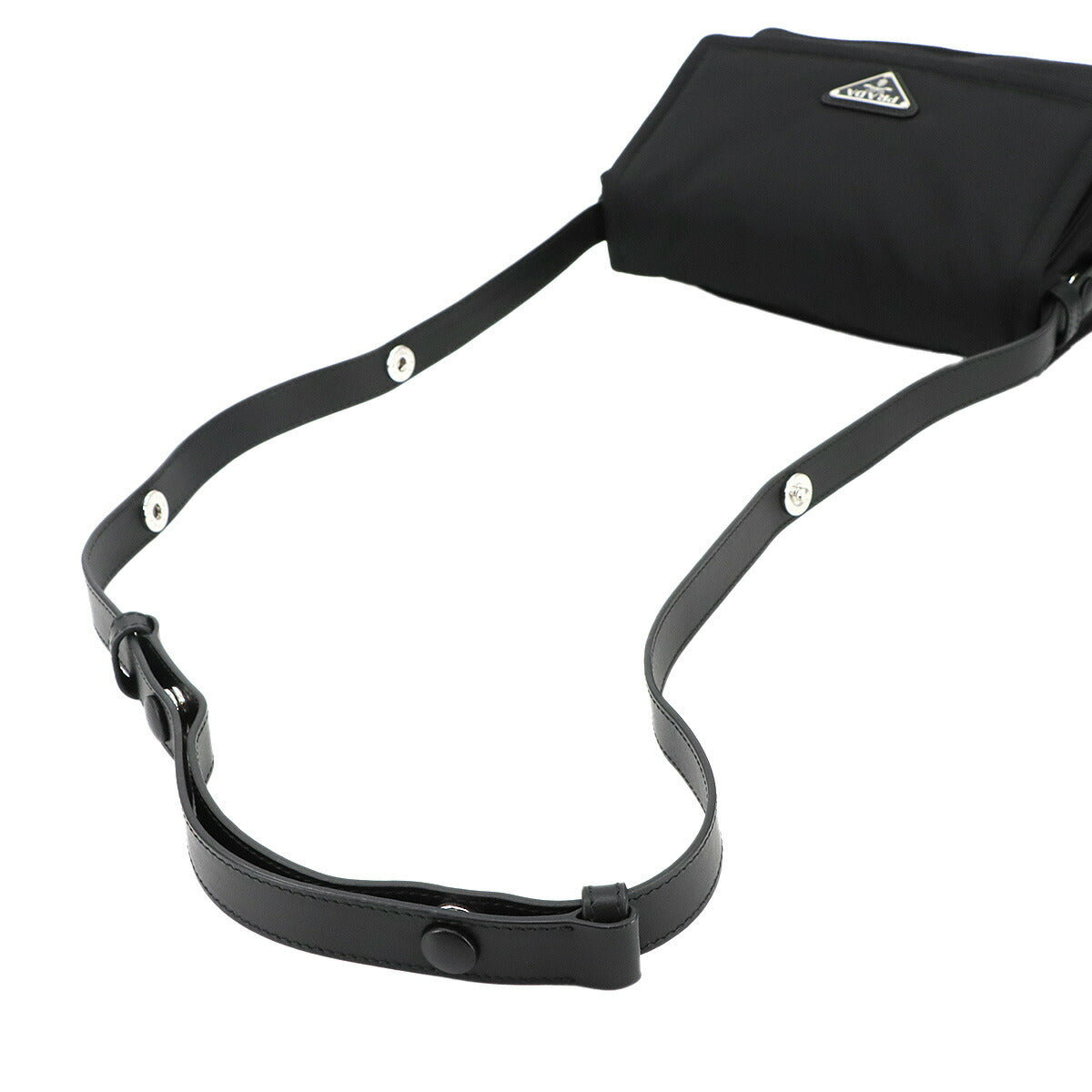 Traveller Small Padded Shoulder Bag Nylon Leather Black 1BD313