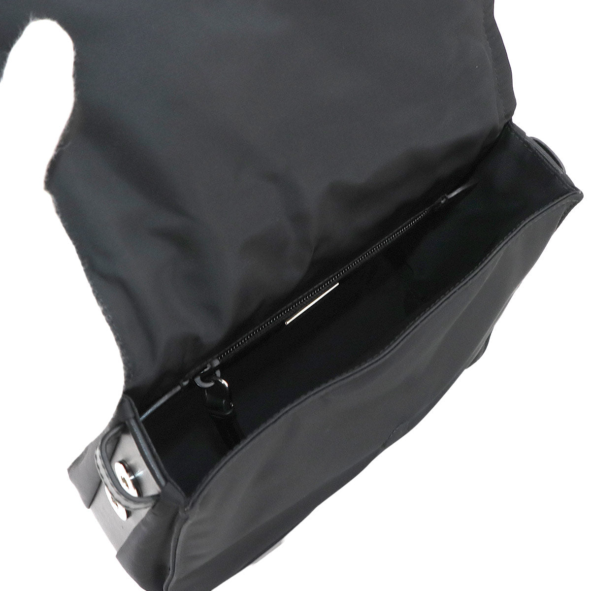 Traveller Small Padded Shoulder Bag Nylon Leather Black 1BD313