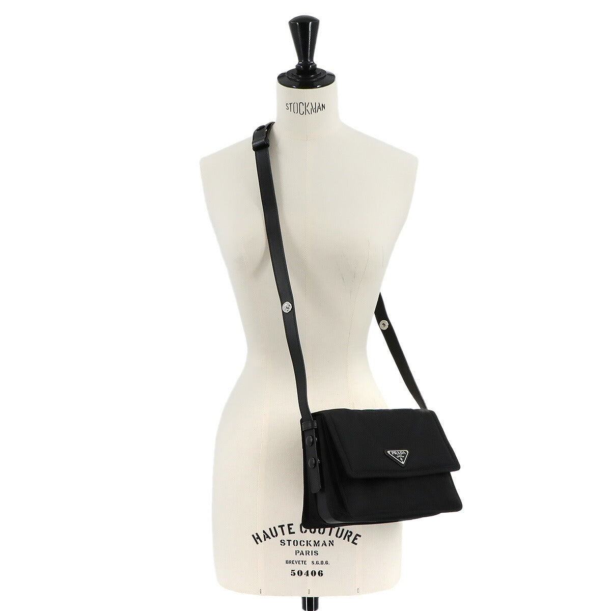 Traveller Small Padded Shoulder Bag Nylon Leather Black 1BD313