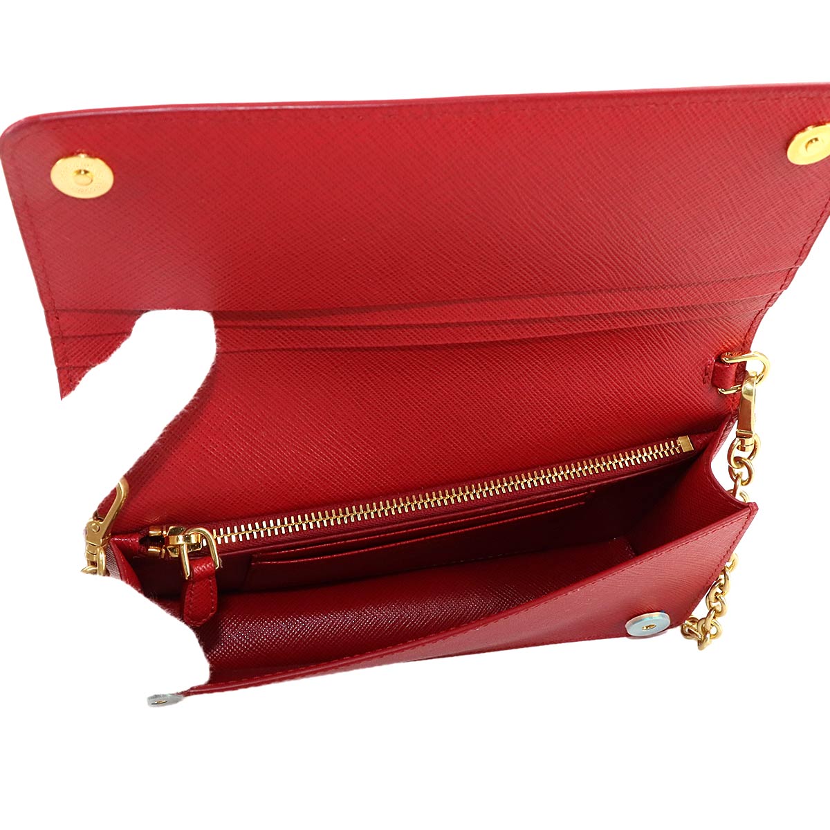 Saffiano Chain Long Wallet Leather Fuoco Red 1DH029