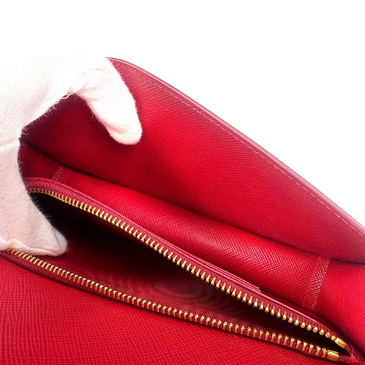 Saffiano Chain Long Wallet Leather Fuoco Red 1DH029