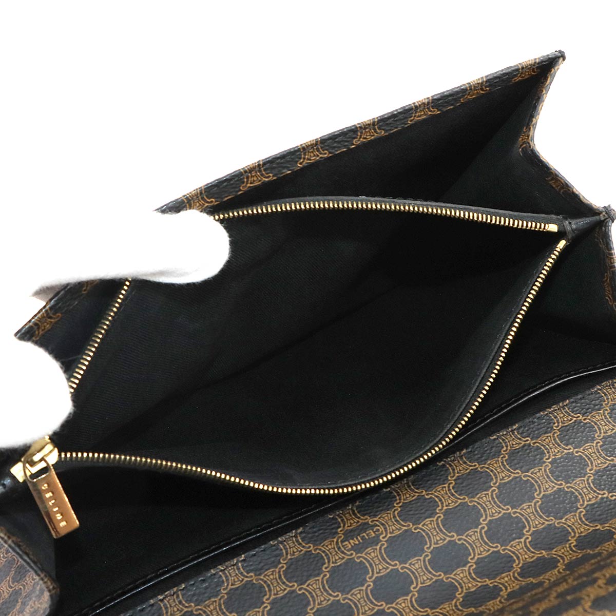 CELINE Macadam Clutch Bag Pouch PVC Leather Black Brown Vintage