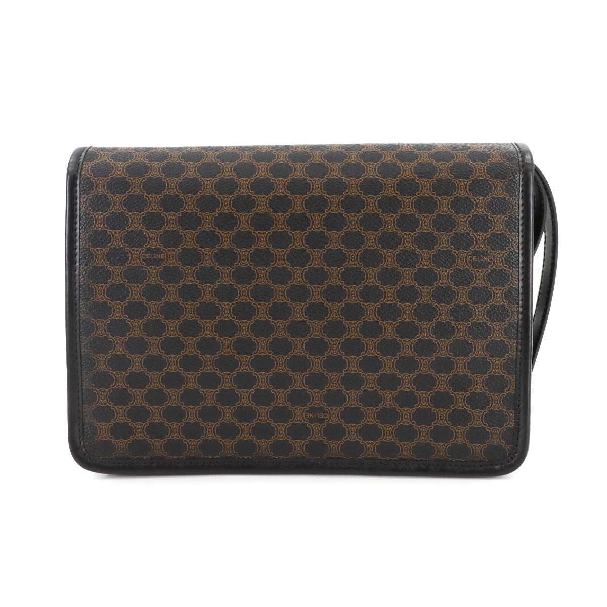 Macadam Clutch Bag Pouch PVC Leather Black Brown Vintage