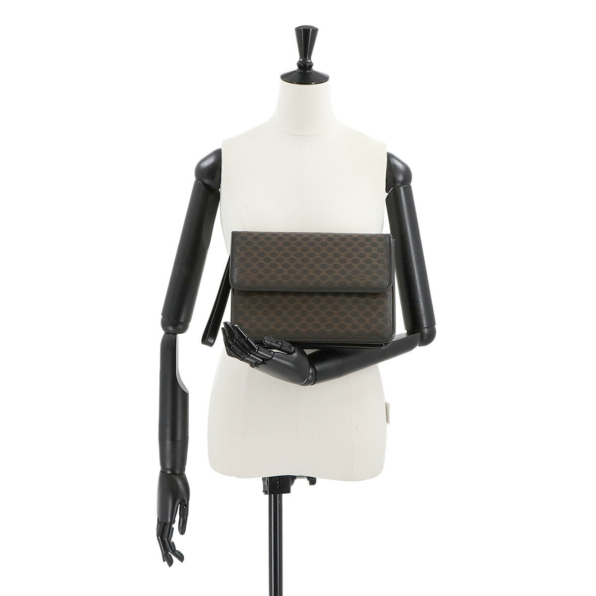 Macadam Clutch Bag Pouch PVC Leather Black Brown Vintage