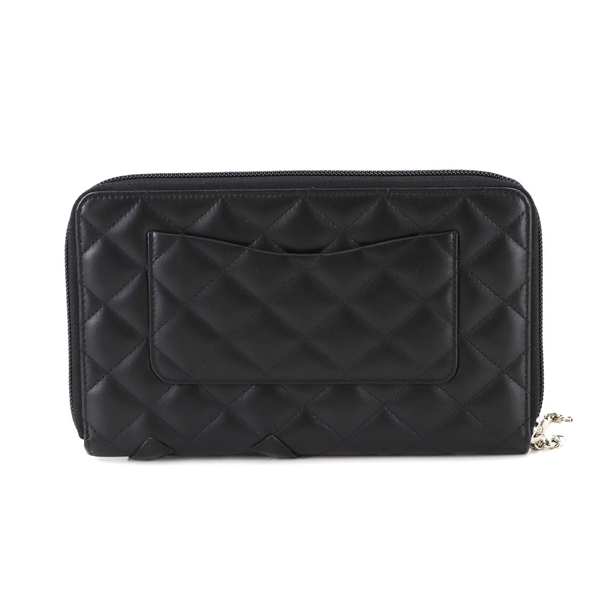Cambon Line Zipped Around Long Wallet Leather Black A48660