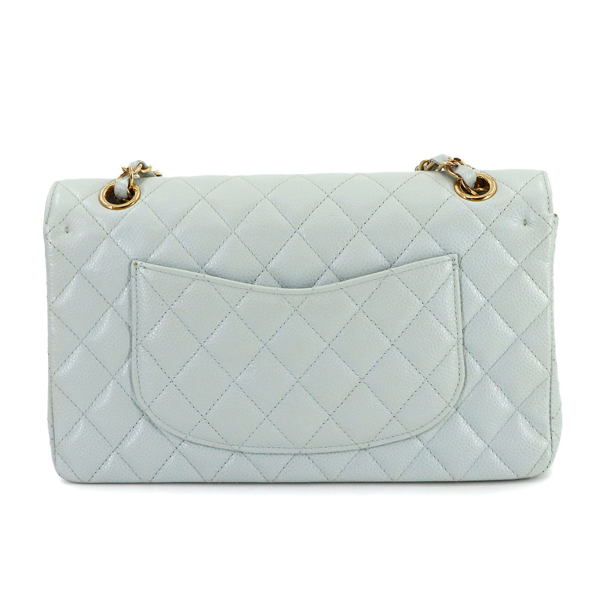 Medium Classic Double Flap Chain Bag 25cm Leather Light green A01112