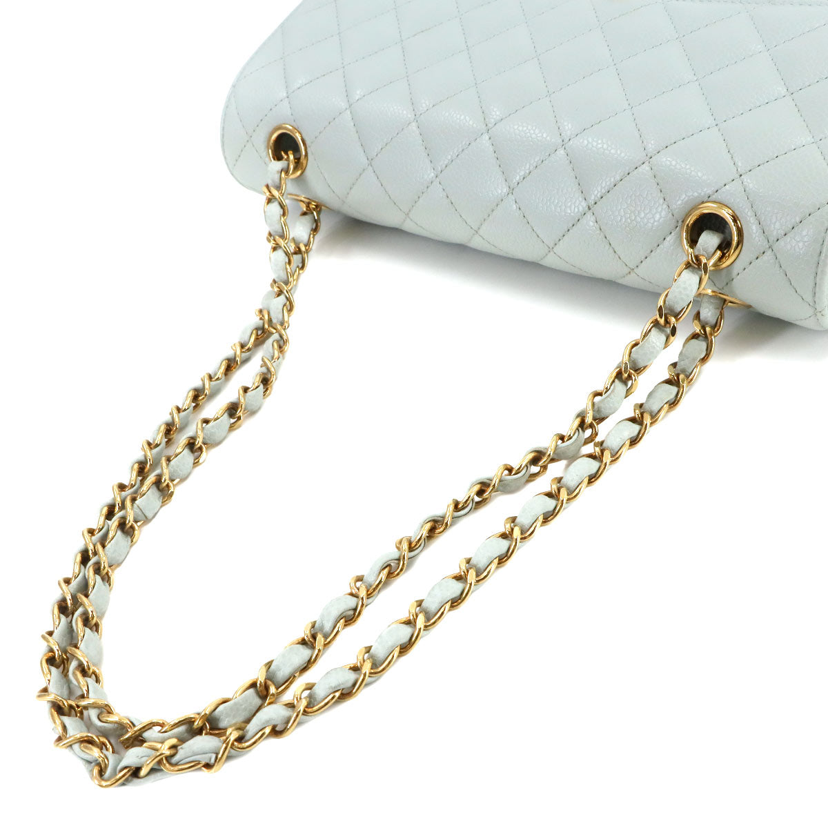 Medium Classic Double Flap Chain Bag 25cm Leather Light green A01112