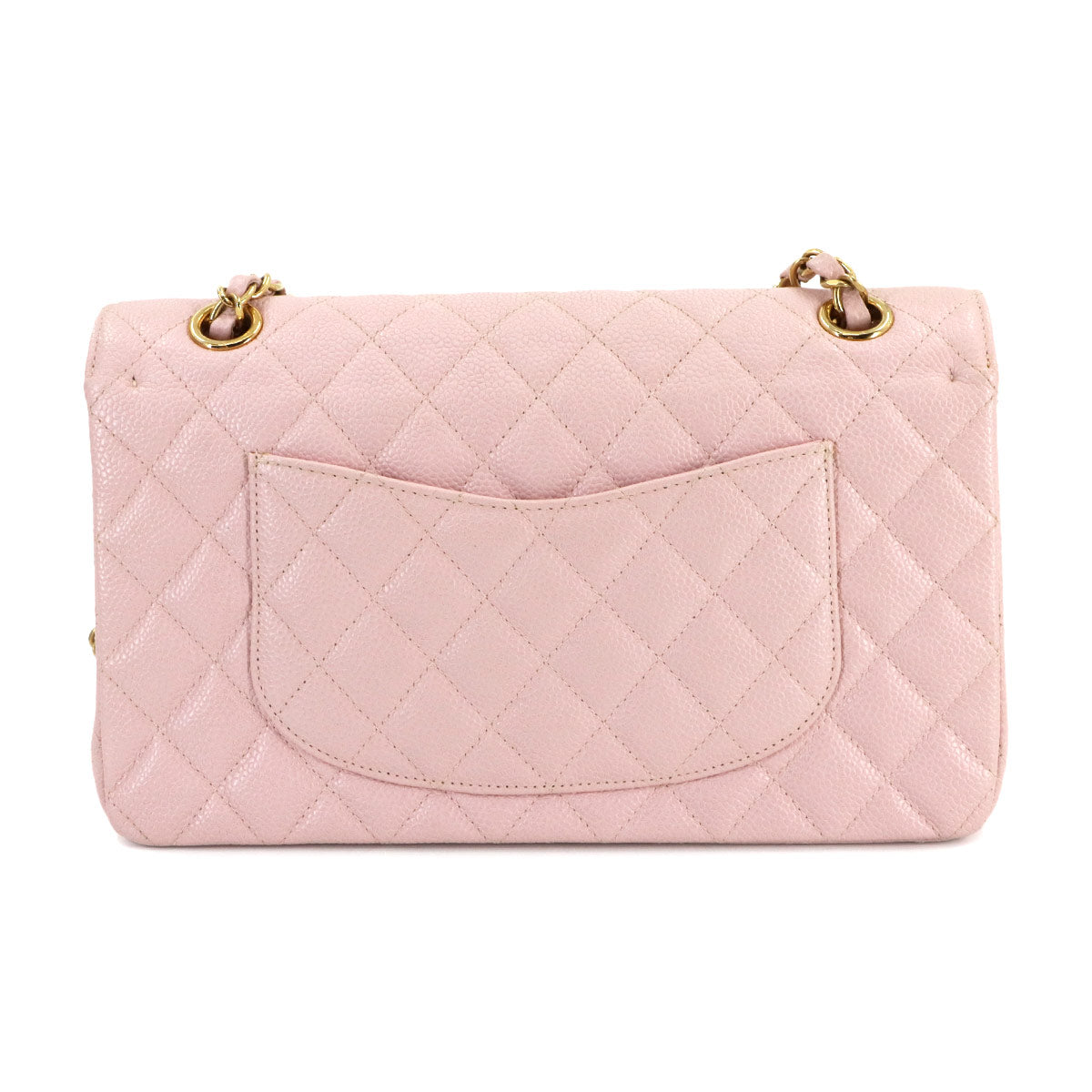 Medium Classic Double Flap Chain Bag 25cm Leather Pink A01112