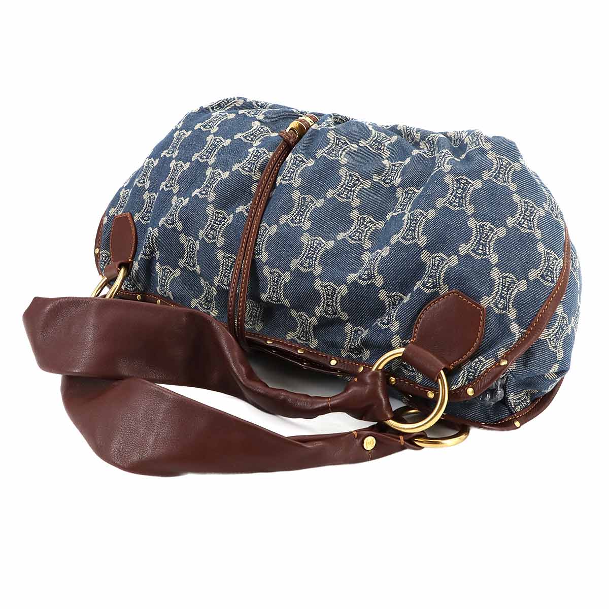 Macadam Shoulder Bag Denim Leather Blue Brown Vintage Purse