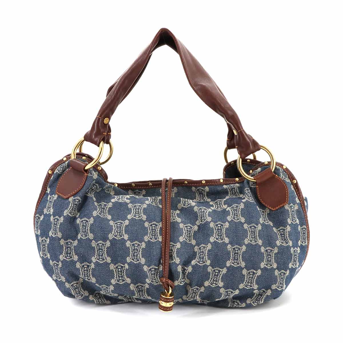 Macadam Shoulder Bag Denim Leather Blue Brown Vintage Purse