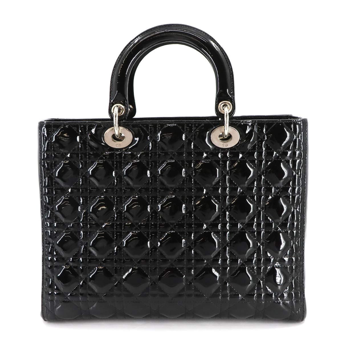 Lady Dior Large 2way Hand Shoulder Bag Enamel Black