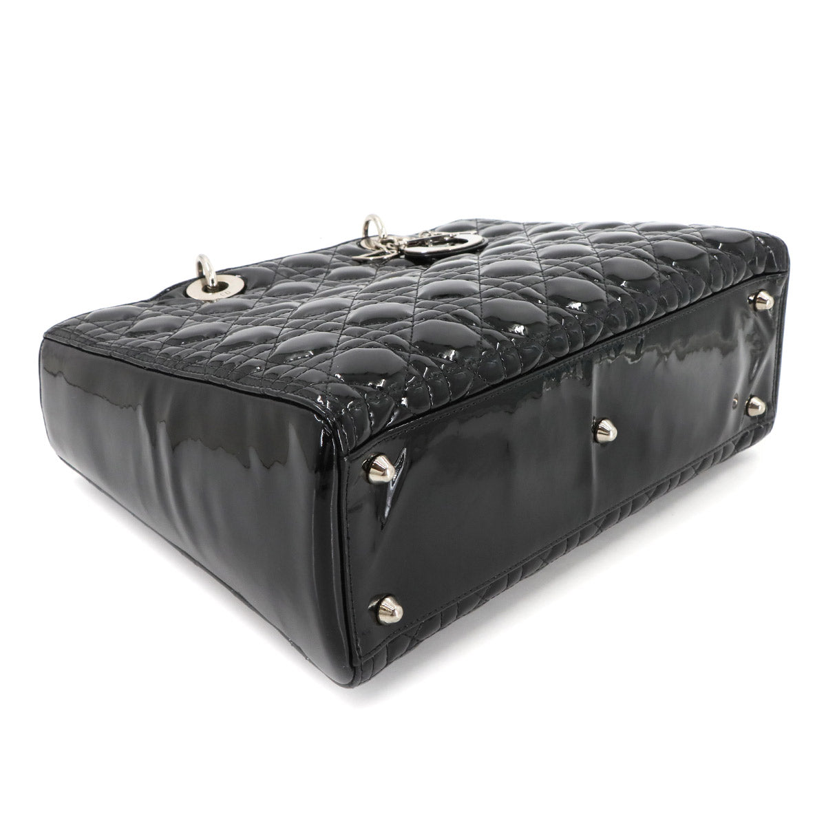 Lady Dior Large 2way Hand Shoulder Bag Enamel Black