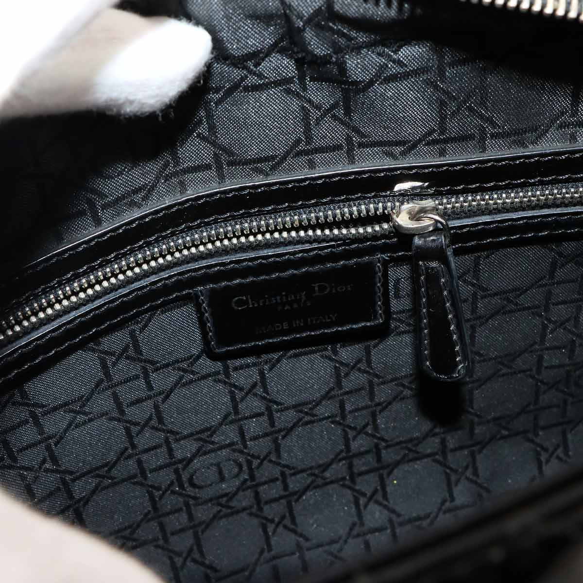Lady Dior Large 2way Hand Shoulder Bag Enamel Black