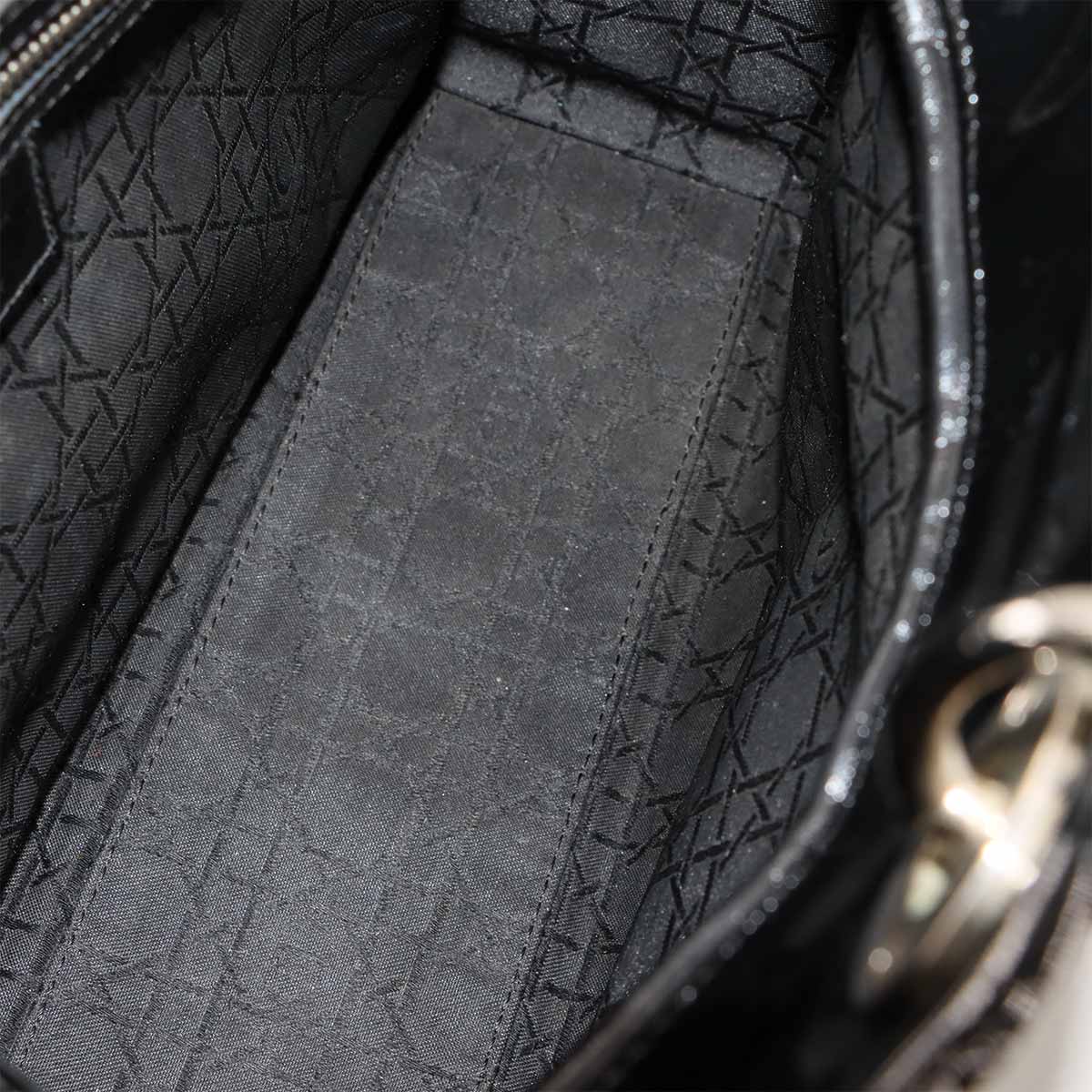 Lady Dior Large 2way Hand Shoulder Bag Enamel Black