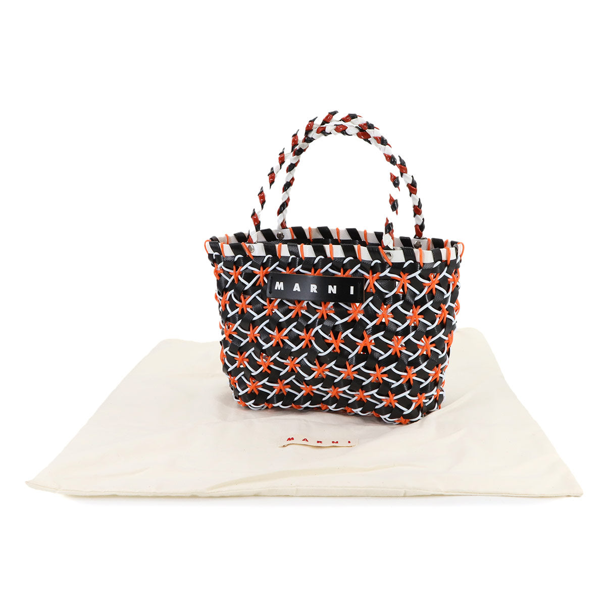 Marni Market Cake Basket Hand Bag Polypropylene Black
