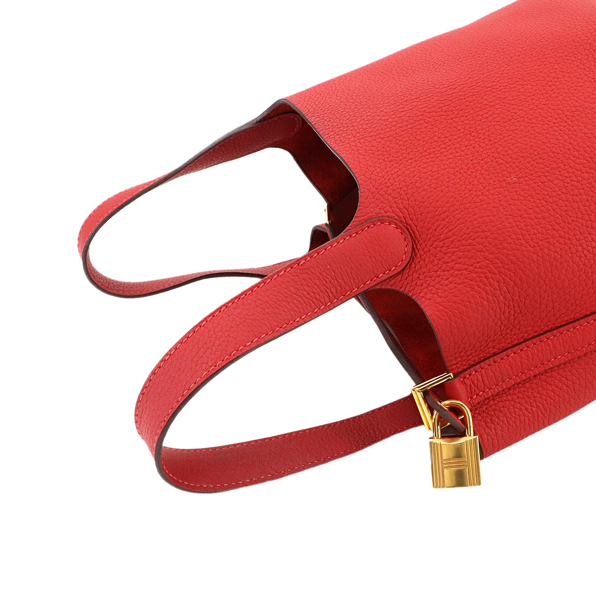 Picotin Lock PM Hand Bag Taurillon Clemence Rouge Casaque